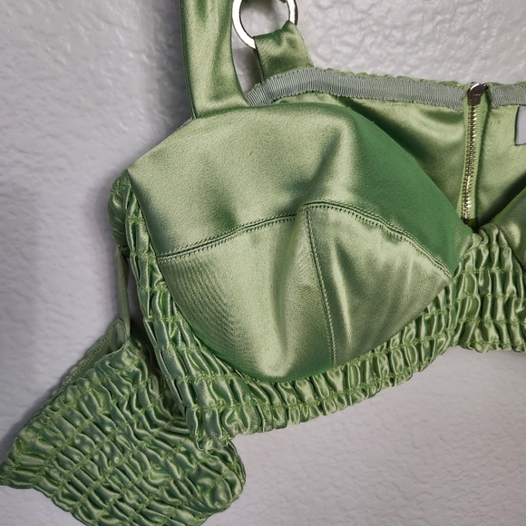 ALIÉTTE Green Silky Bralette Top Size 4 - Picture 4 of 16